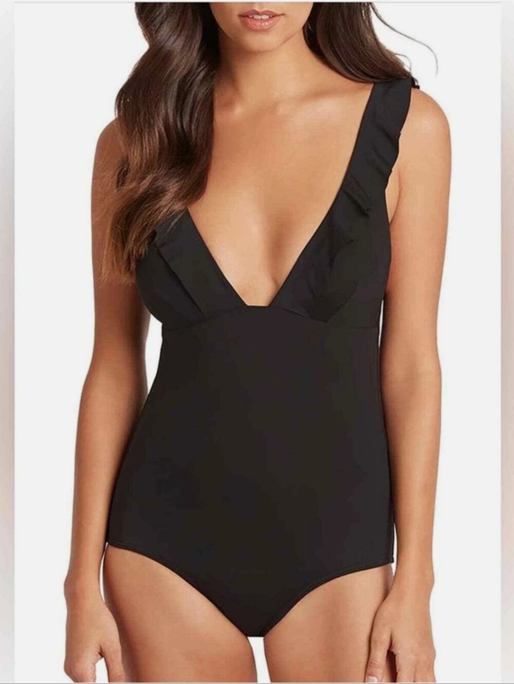 Sea Level Australia - Ruffle-Trim Black One-Piece Swimsuit